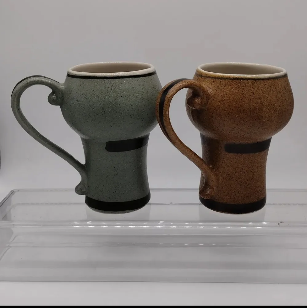 Set of 4 Stylecraft Coffee Mugs‎ Floral Hand Painted Textured MCM Vintage Boho